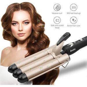 3 Barrel Curling Iron Hair Crimper - Zealite 1”